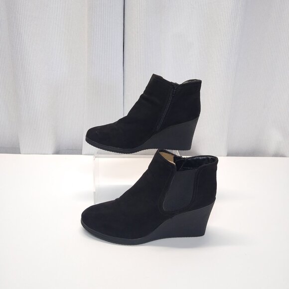 White Mountain Solange Black Wedge Chelsea Boots Size 12M Expandable Side & Zip - Picture 5 of 8